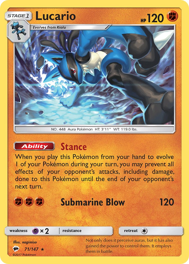 Lucario (71/147) (Theme Deck Exclusive) [Sun & Moon: Burning Shadows] | Golgari Games