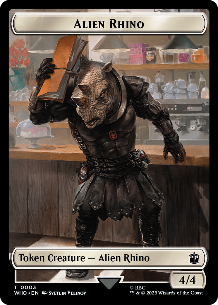 Alien Rhino // Alien Salamander Double-Sided Token (Surge Foil) [Doctor Who Tokens] | Golgari Games