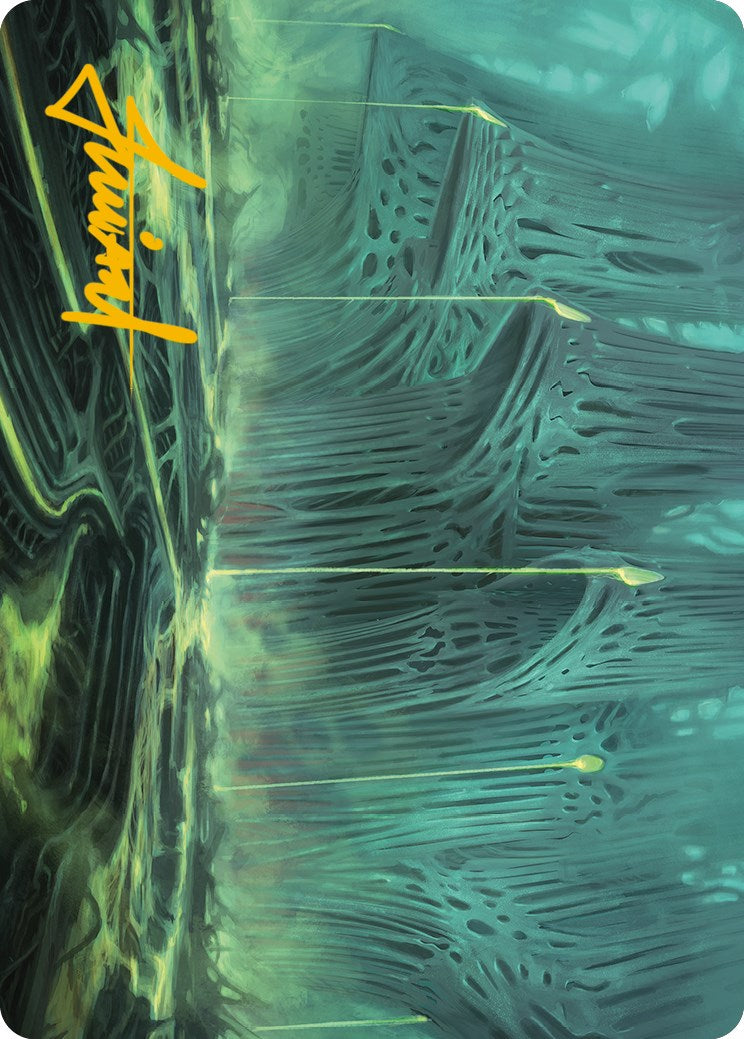Swamp Art Card (Gold-Stamped Signature) [Phyrexia: All Will Be One Art Series] | Local Legends