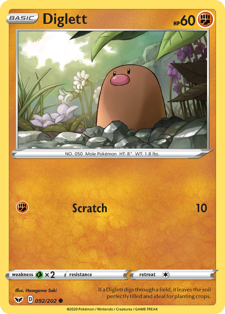 Diglett (092/202) [Sword & Shield: Base Set] | Golgari Games