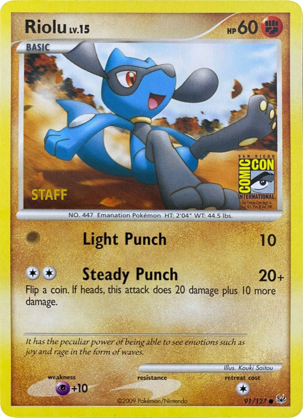 Riolu (91/127) (SDCC 2009) (Staff) [Platinum: Base Set] | Golgari Games