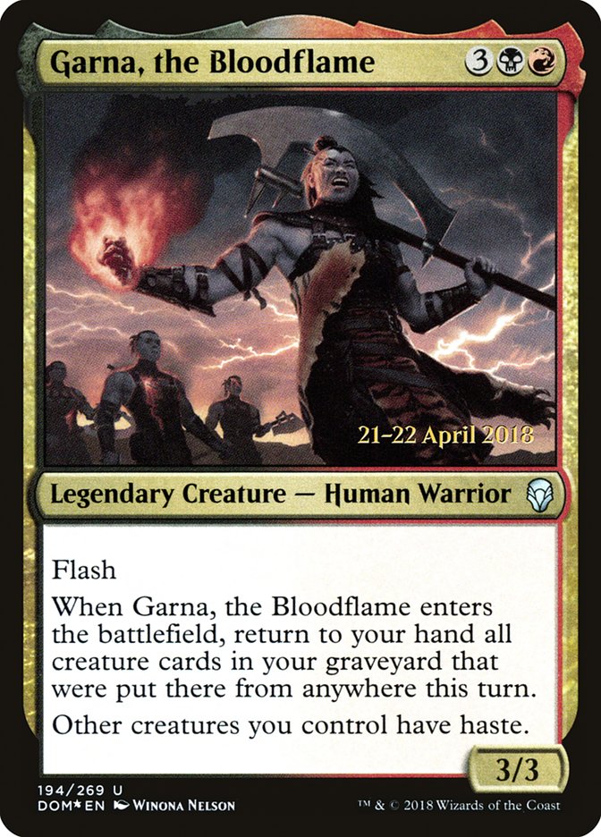 Garna, the Bloodflame [Dominaria Prerelease Promos] | Golgari Games