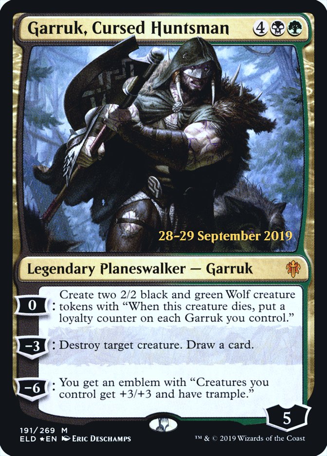 Garruk, Cursed Huntsman [Throne of Eldraine Prerelease Promos] | Golgari Games