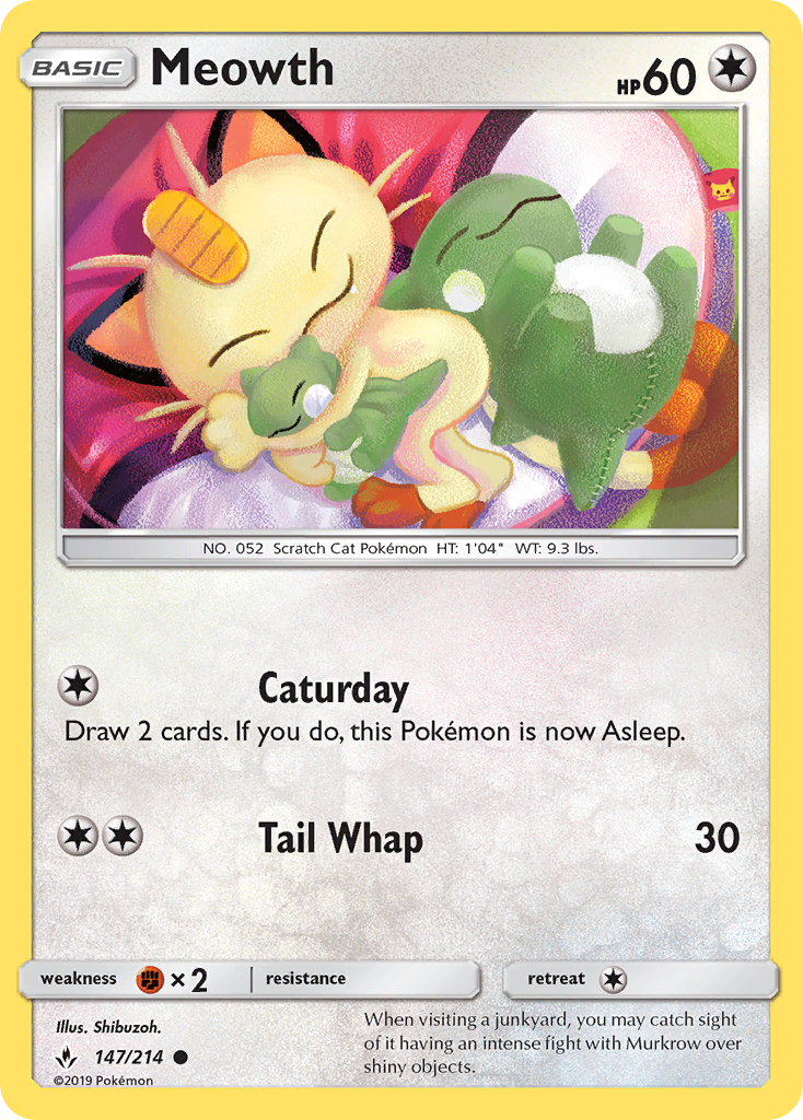 Meowth (147/214) [Sun & Moon: Unbroken Bonds] | Golgari Games