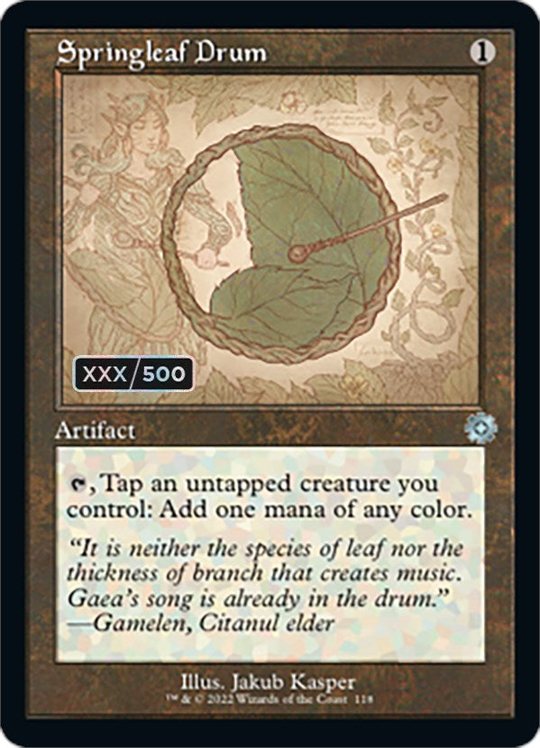 Springleaf Drum (Retro Schematic) (Serial Numbered) [The Brothers' War Retro Artifacts] | Local Legends