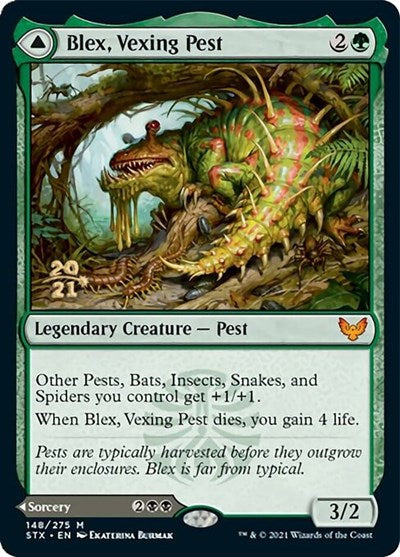 Blex, Vexing Pest // Search for Blex [Strixhaven: School of Mages Prerelease Promos] | Golgari Games