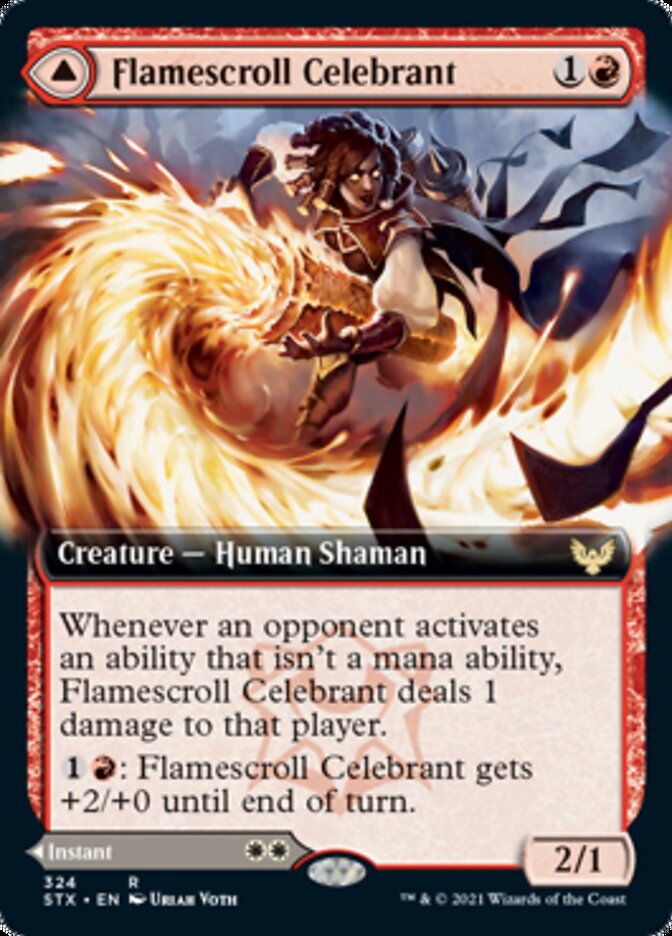 Flamescroll Celebrant // Revel in Silence (Extended Art) [Strixhaven: School of Mages] | Local Legends