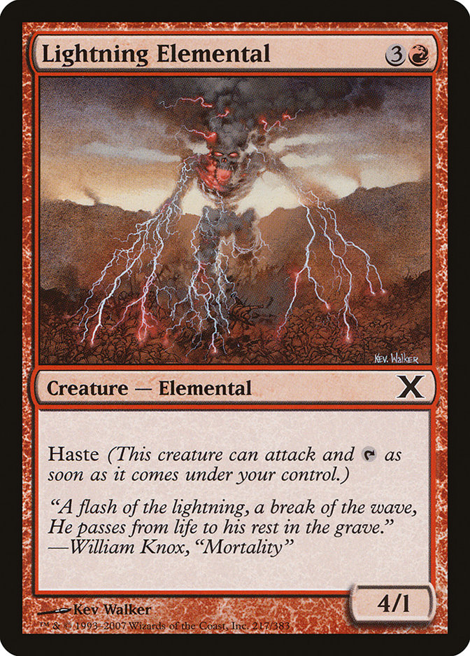 Lightning Elemental [Tenth Edition] | Local Legends