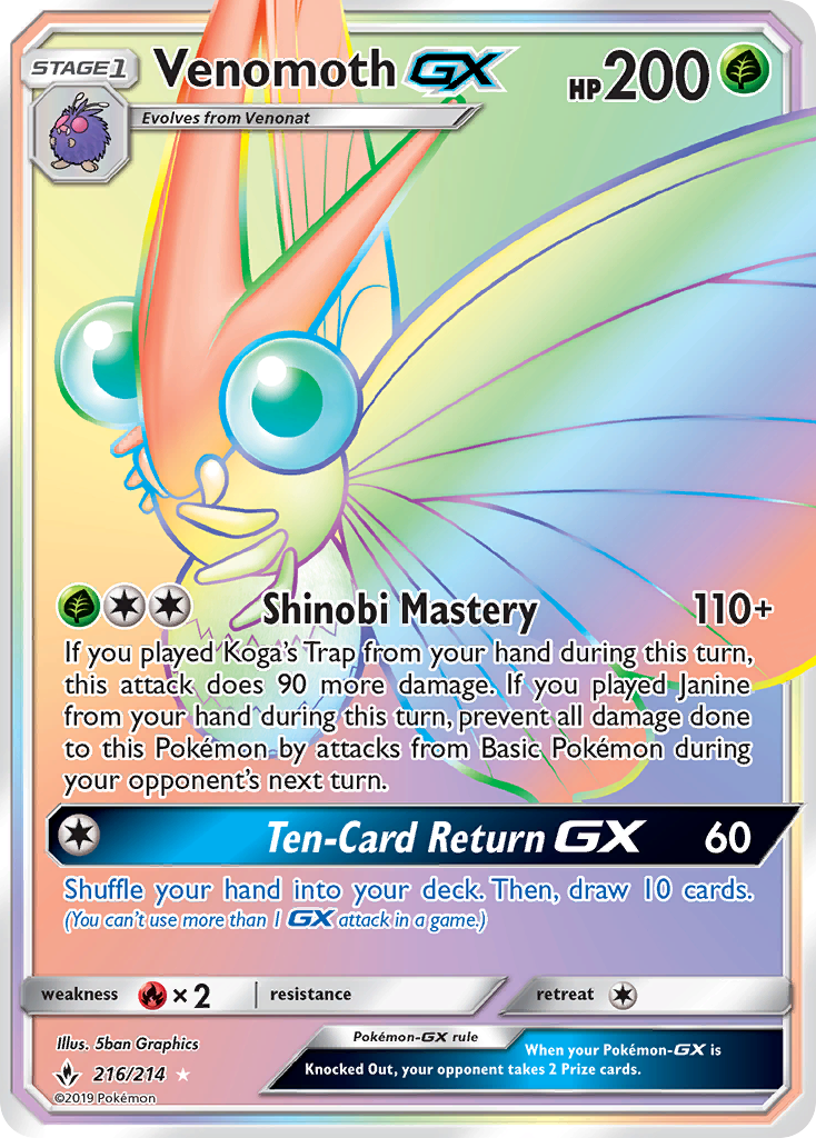 Venomoth GX (216/214) [Sun & Moon: Unbroken Bonds] | Golgari Games