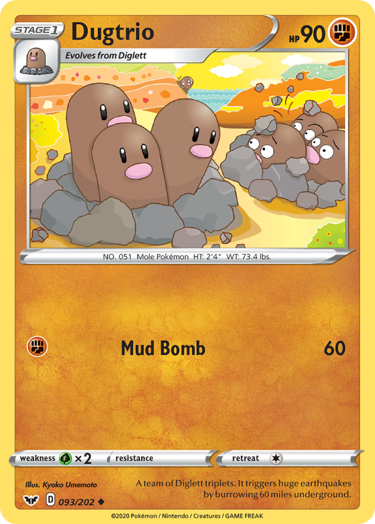 Dugtrio (093/202) [Sword & Shield: Base Set] | Golgari Games