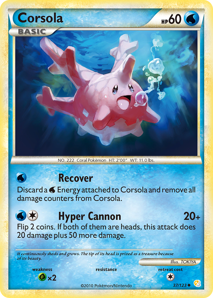 Corsola (37/123) [HeartGold & SoulSilver: Base Set] | Golgari Games