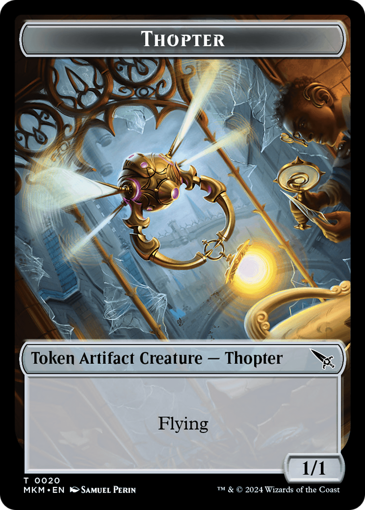 Thopter // Rhino Warrior Double-Sided Token [Murders at Karlov Manor Commander Tokens] | Local Legends