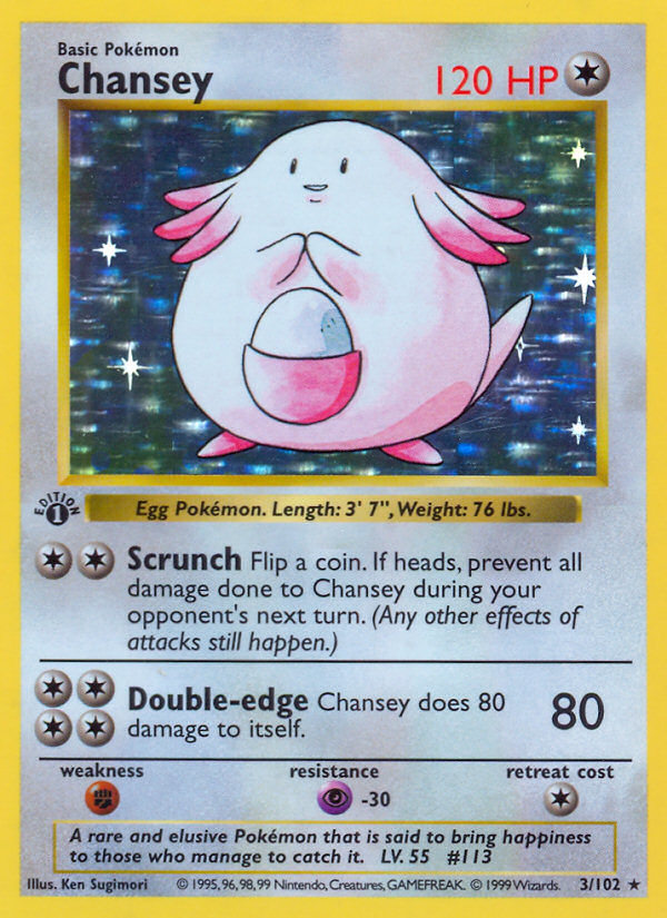 Chansey (3/102) (Shadowless) [Base Set 1st Edition] | Golgari Games