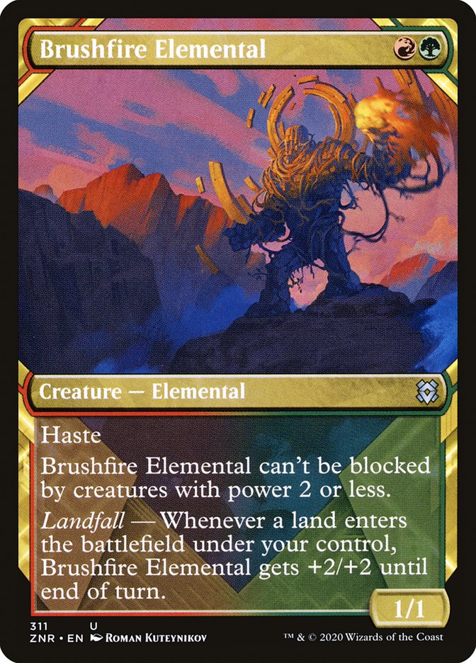 Brushfire Elemental (Showcase) [Zendikar Rising] | Golgari Games