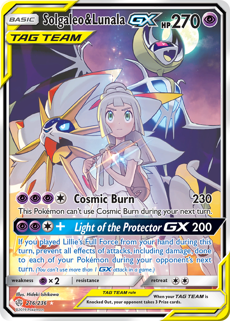 Solgaleo & Lunala GX (216/236) [Sun & Moon: Cosmic Eclipse] | Golgari Games