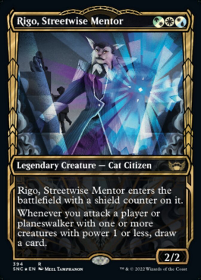 Rigo, Streetwise Mentor (Showcase Golden Age Gilded Foil) [Streets of New Capenna] | Golgari Games