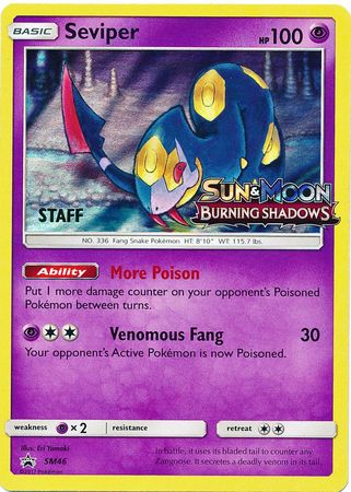 Seviper (SM46) (Staff Prerelease Promo) [Sun & Moon: Black Star Promos] | Golgari Games