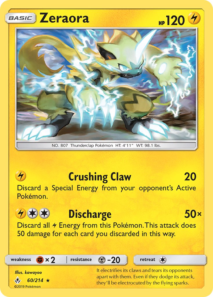 Zeraora (60/214) (Cracked Ice Holo) (Theme Deck Exclusive) [Sun & Moon: Unbroken Bonds] | Golgari Games