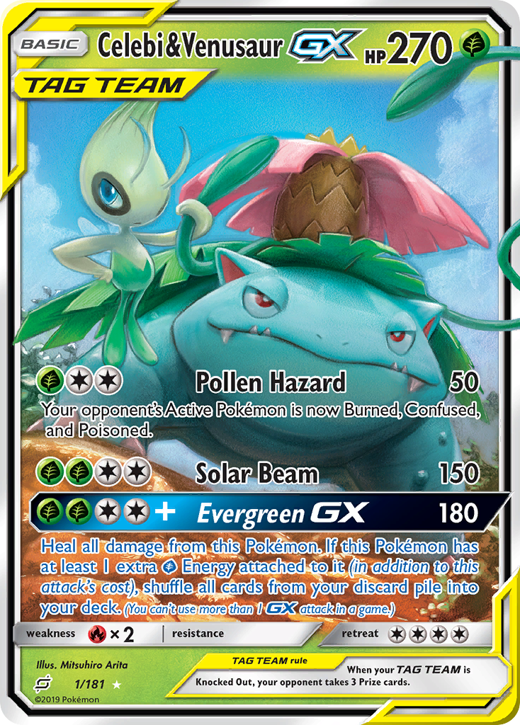 Celebi & Venusaur GX (1/181) [Sun & Moon: Team Up] | Golgari Games