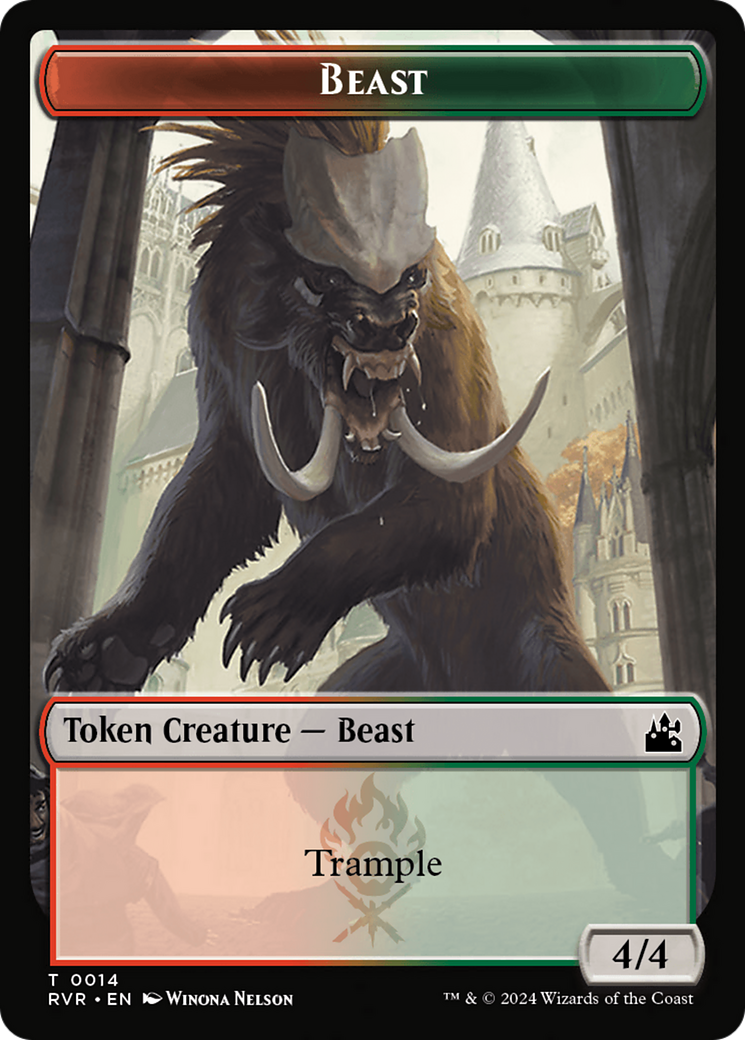 Spirit (0018) // Beast Double-Sided Token [Ravnica Remastered Tokens] | Golgari Games