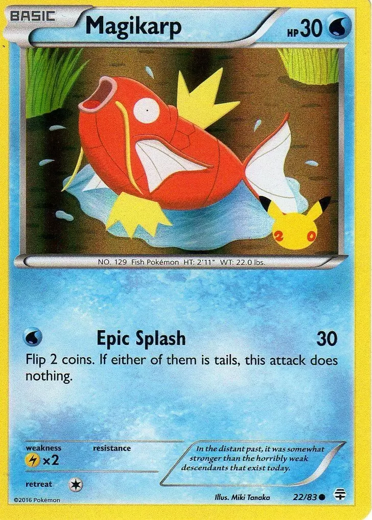 Magikarp (22/83) (20th Anniversary Stamp) [XY: Generations] | Golgari Games