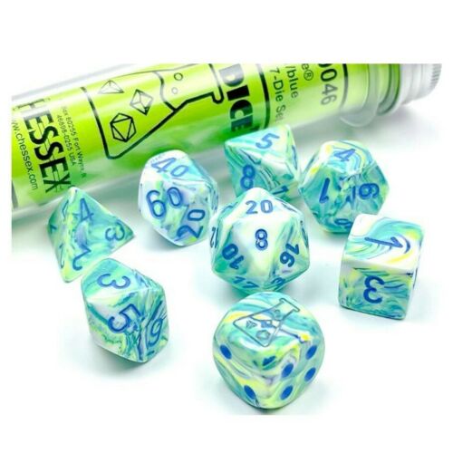 Chessex 7 Set Dice Tube Poly Garden/Blue | Golgari Games