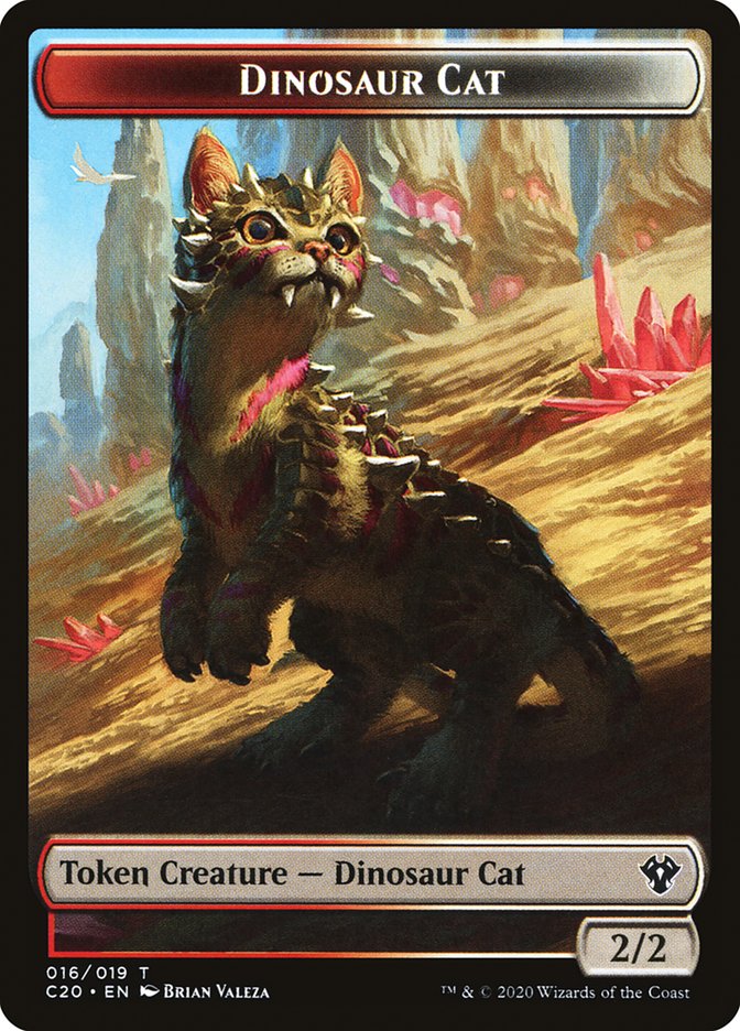 Bird // Dinosaur Cat Double-sided Token [Commander 2020 Tokens] | Golgari Games