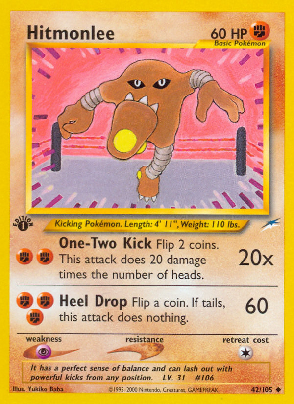 Hitmonlee (42/105) [Neo Destiny 1st Edition] | Golgari Games