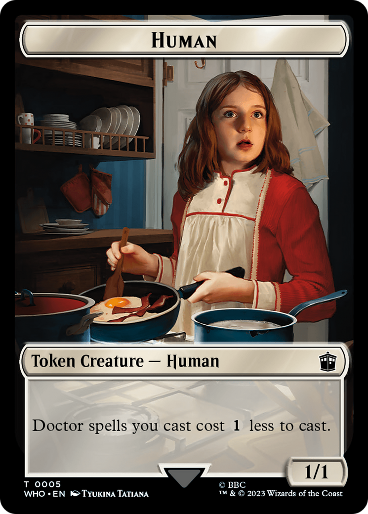 Human (0005) // Treasure (0028) Double-Sided Token [Doctor Who Tokens] | Golgari Games