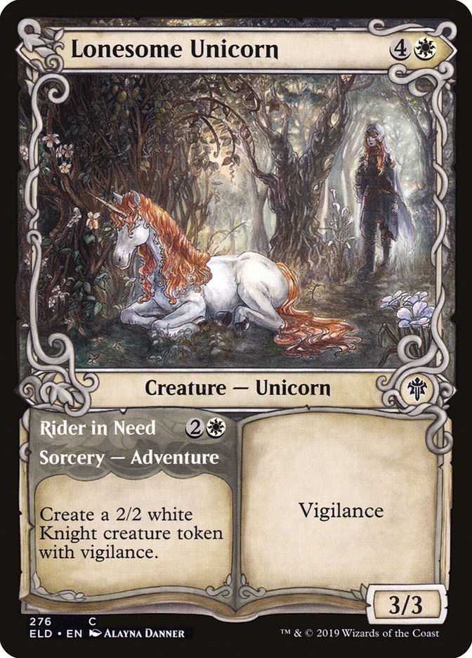 Lonesome Unicorn // Rider in Need (Showcase) [Throne of Eldraine] | Golgari Games