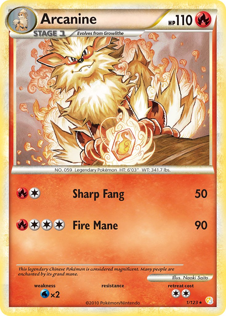 Arcanine (1/123) (Theme Deck Exclusive) [HeartGold & SoulSilver: Base Set] | Golgari Games