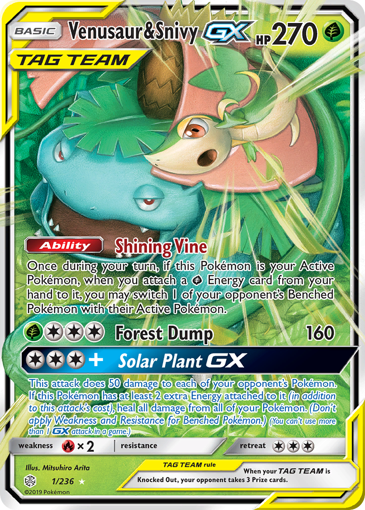 Venusaur & Snivy GX (1/236) [Sun & Moon: Cosmic Eclipse] | Local Legends