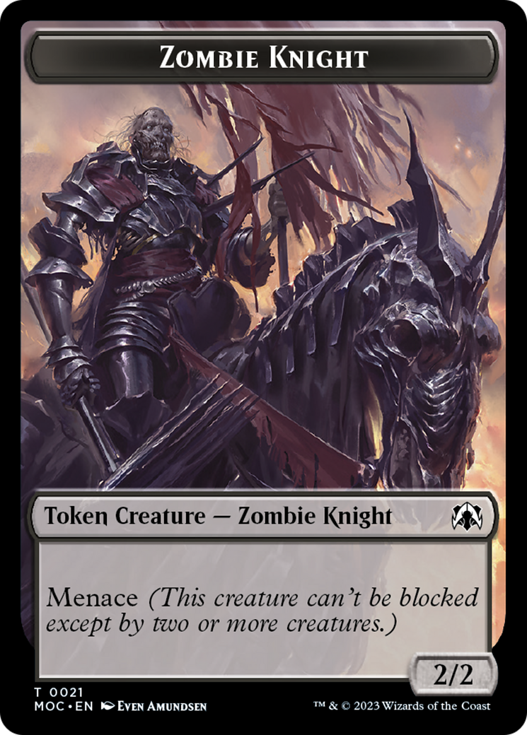 Zombie Knight // Human (6) Double-Sided Token [March of the Machine Commander Tokens] | Golgari Games