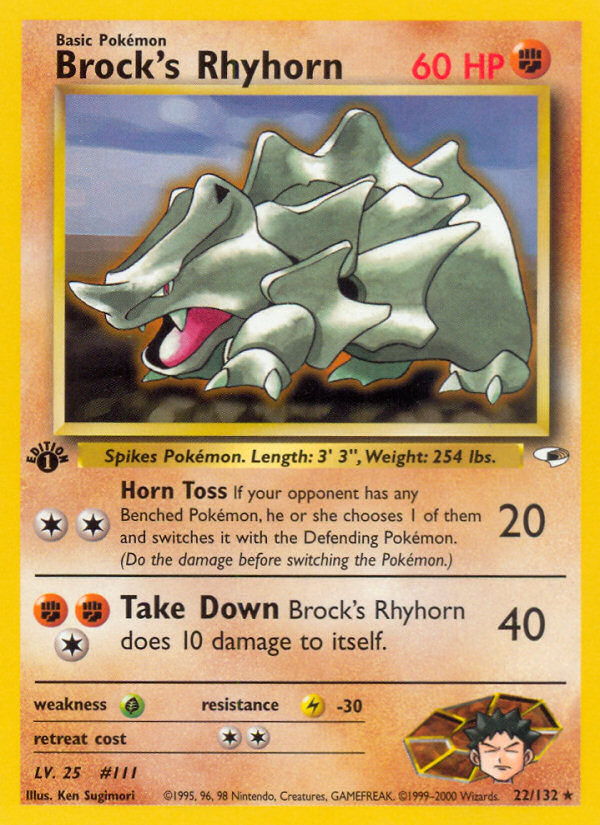 Brock's Rhyhorn (22/132) [Gym Heroes 1st Edition] | Golgari Games