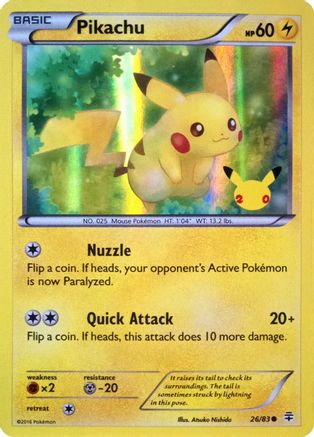 Pikachu (26/83) (20th Anniversary) [XY: Generations] | Golgari Games