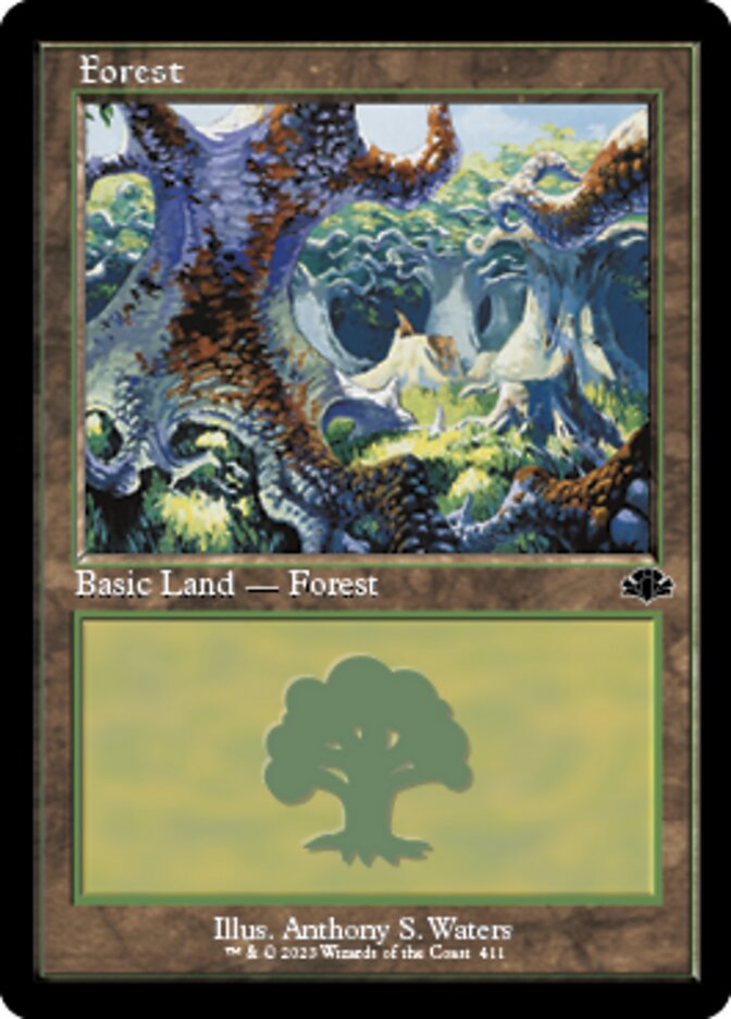 Forest (411) (Retro) [Dominaria Remastered] | Local Legends