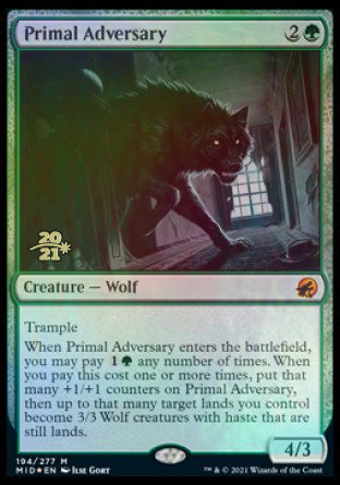 Primal Adversary [Innistrad: Midnight Hunt Prerelease Promos] | Golgari Games