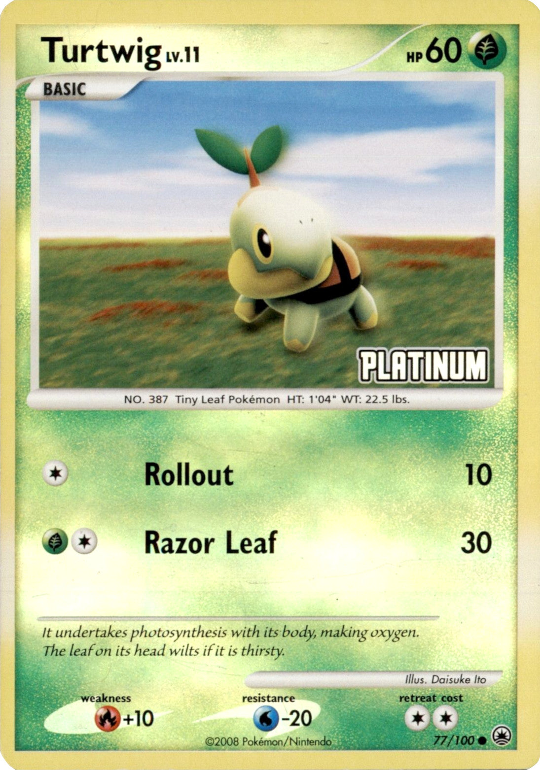 Turtwig LV.11 (77/100) (Platinum) [Burger King Promos: 2008 Collection] | Golgari Games