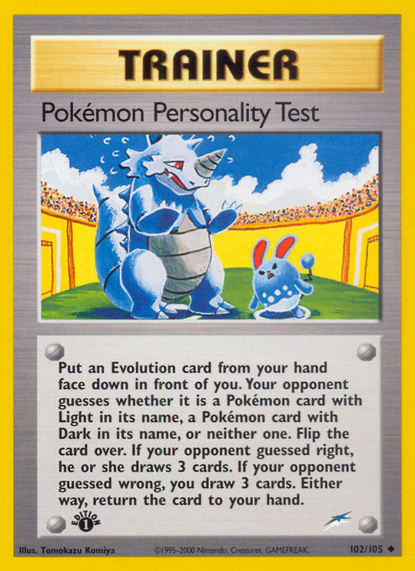 Pokemon Personality Test (102/105) [Neo Destiny 1st Edition] | Golgari Games