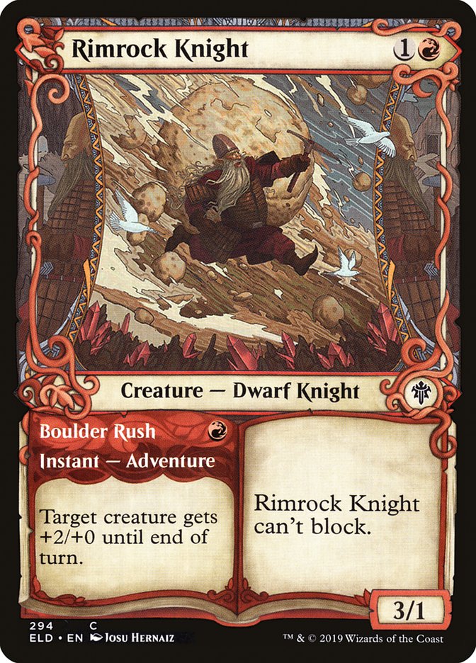 Rimrock Knight // Boulder Rush (Showcase) [Throne of Eldraine] | Golgari Games