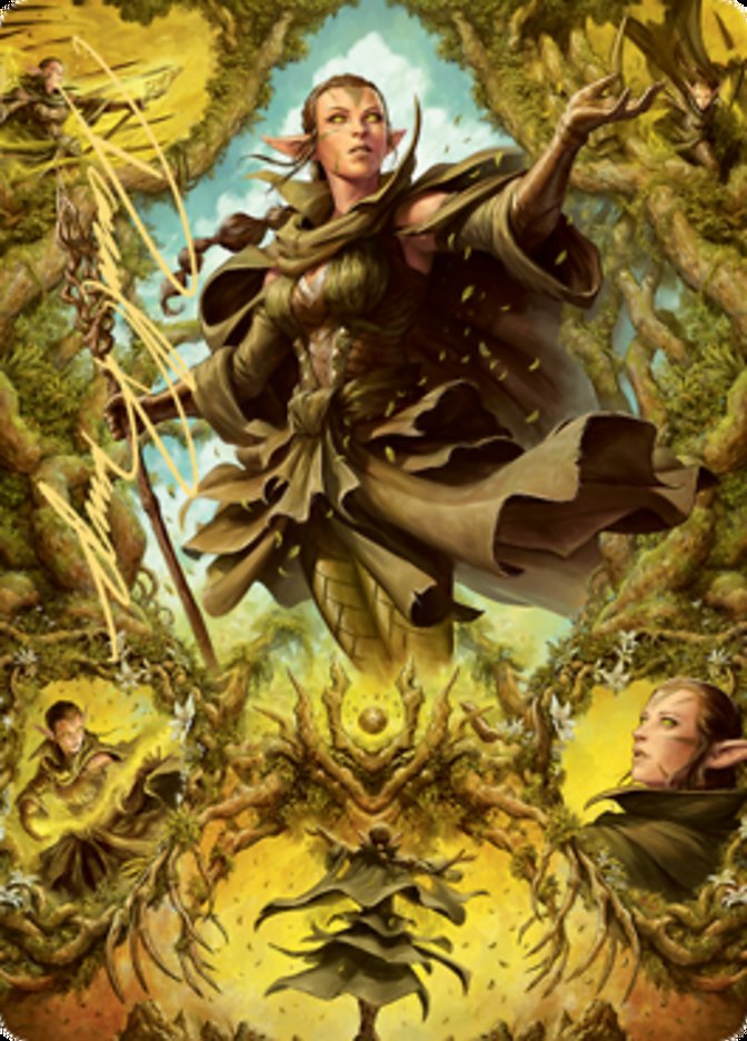 Nissa of Shadowed Boughs 2 Art Card (Gold-Stamped Signature) [Zendikar Rising Art Series] | Golgari Games