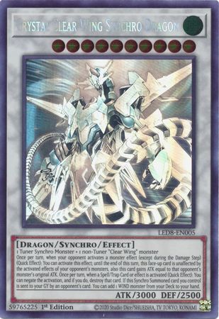 Crystal Clear Wing Synchro Dragon [LED8-EN005] Ghost Rare | Golgari Games