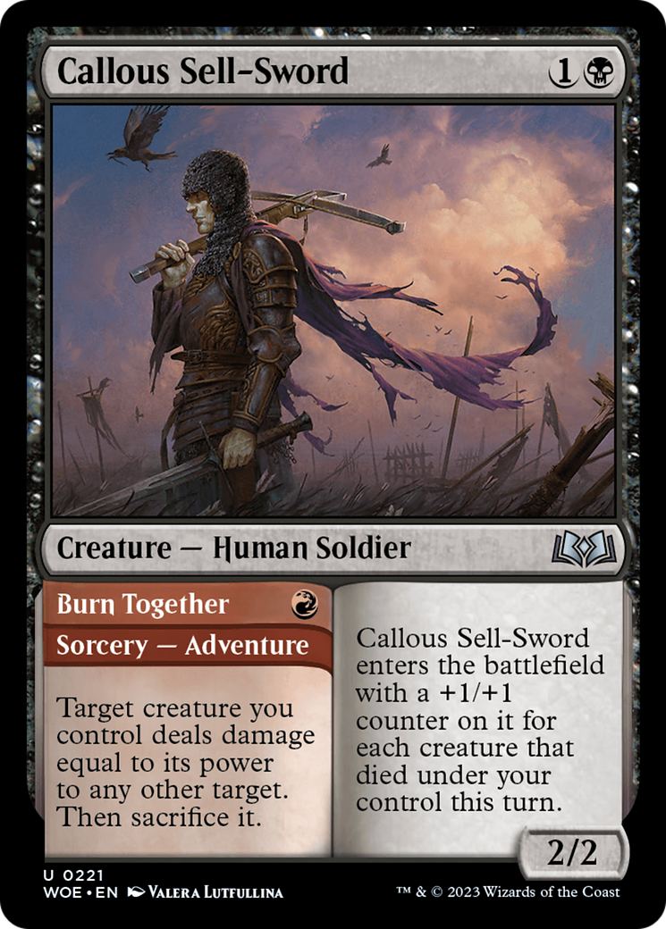 Callous Sell-Sword // Burn Together [Wilds of Eldraine] | Golgari Games