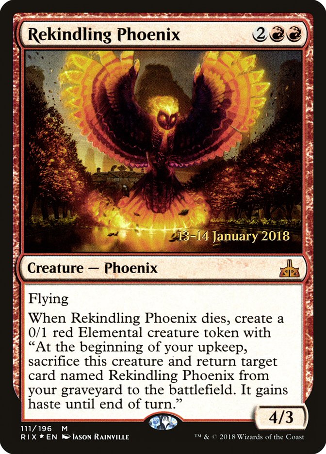 Rekindling Phoenix [Rivals of Ixalan Prerelease Promos] | Golgari Games