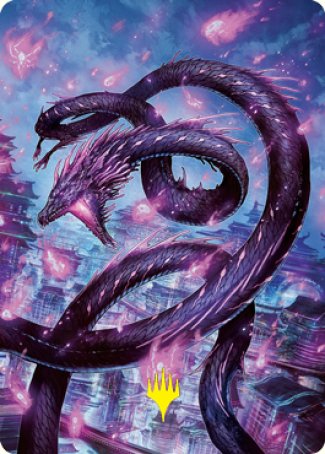 Junji, the Midnight Sky 2 Art Card (Gold-Stamped Signature) [Kamigawa: Neon Dynasty Art Series] | Golgari Games