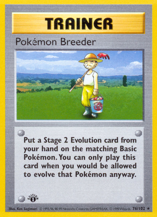 Pokemon Breeder (76/102) (Shadowless) [Base Set 1st Edition] | Golgari Games