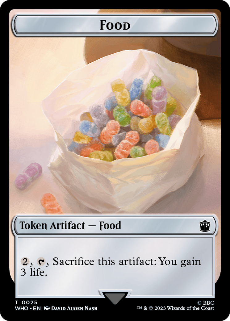 Alien Angel // Food (0025) Double-Sided Token [Doctor Who Tokens] | Golgari Games