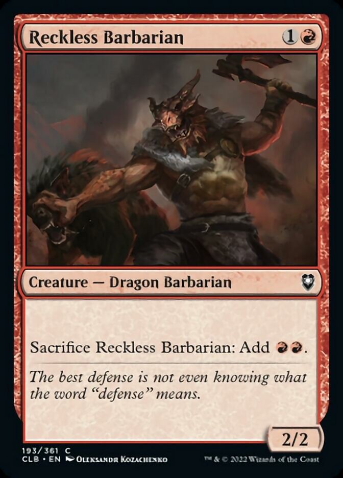 Reckless Barbarian [Commander Legends: Battle for Baldur's Gate] | Golgari Games