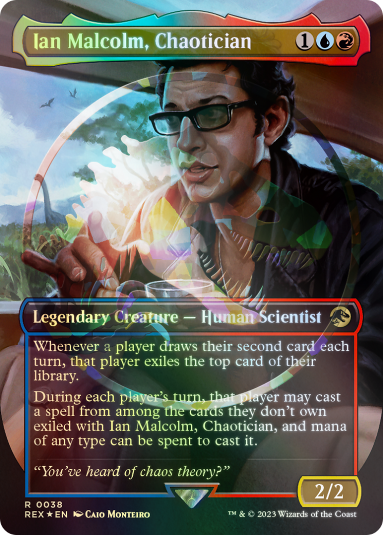 Ian Malcolm, Chaotician Emblem (Borderless) [Jurassic World Collection Tokens] | Golgari Games