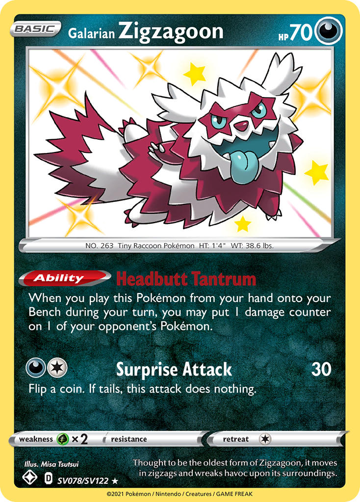 Galarian Zigzagoon (SV078/SV122) [Sword & Shield: Shining Fates] | Local Legends
